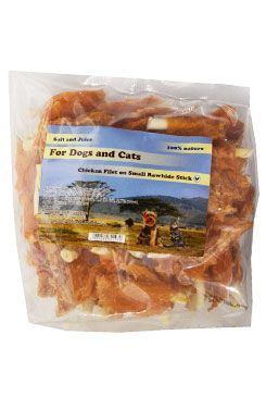 Pochoutka Kuřecí filety na tyčce buvolí kůže 6cm 250g For Dogs and Cats