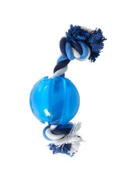 Hračka pes BUSTER Strong Ball s provazem sv. modrá, M KRUUSE