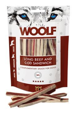 WOOLF pochoutka soft beef and cod sandwich long 100g WOOLF Snack