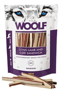 WOOLF pochoutka soft lamb and cod sandwich long 100g WOOLF Snack