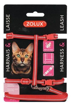 Postroj kočka s vodítkem 1,2m červený Zolux Zolux S.A.S.